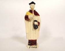 Statuette faïence Quimper Jeanne Levêque Saint-Yves fleurs de lys XXème