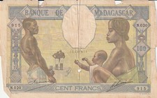 Très RARE 100 Francs type 1928 Madagascar