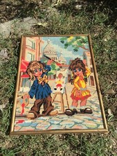 Canevas Broderie Vintage Décor Style POULBOT PARIS FRANCE