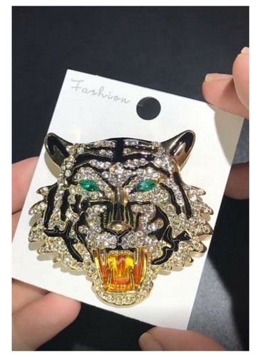 Broche bijou tête tigre - de,