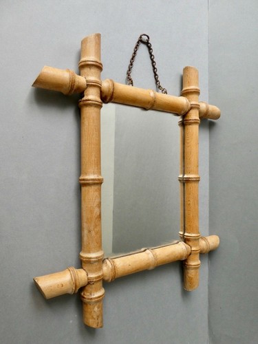Petit miroir ancien bambou - petit, en