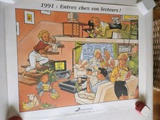 Affiche BD Vintage Luc Cornillon Janvier 1991 Figurant Tintin Et Milou Enfant