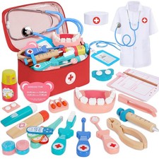 Malette Docteur Enfant Jouet, Kit de Dentiste, 27 pièces avec Véritable Stéth...
