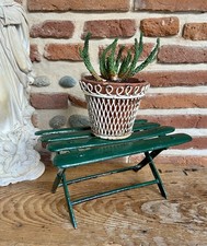 Ancien Porte Plante ou Repose Pied en Lattes de Bois Pliable