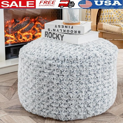 Unstuffed round pouf ottoman - unstuffed,
