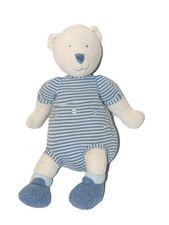 Doudou ours blanc bleu Moulin Roty Lila Patachon 30 cm