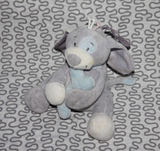 DOUDOU PELUCHE NOUKIES CHIEN ARTHUR GRIS BLEU MUSICAL    20 cm  état neuf