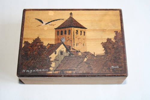 Boite ancienne bois peint - boite,
