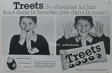 PUBLICITE TREETS CHOCOLAT AU LAIT FOND DANS LA BOUCHE DE 1966 AD PUB VINTAGE