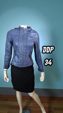 Ddp Taille 34  Superbe perfecto Cuir bleu femme blouson veste manteau