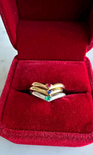 3 bagues or 18K jaune & blanc, pierres rubis, saphir, émeraude