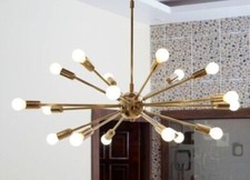 Plafonnier suspension moderne plafonnier lustre Spoutnik laiton 18 bras milie...