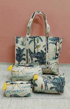 Indien Beige Tigre Matelassé Épaule Sac Coton Avec 3 Articles de Toilette Set US