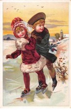 Chromos.AM16664.10x15 cm environ.Enfants en patins à glace