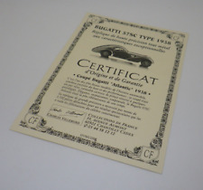 Certificat Coupé "Bugatti"