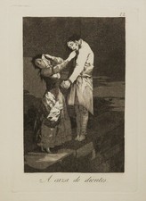 Francisco GOYA - A caza de dientes. c.1799. Gravure originale. LOS CAPRICHOS.