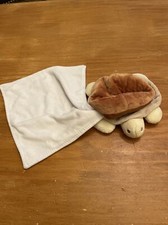 Doudou Nature Et Découvertes Tortue Plat Marron Beige Mouchoir Blanc 