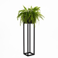Porte-plantes en métal de style loft 100 cm de haut, porte-pot de fleurs noir