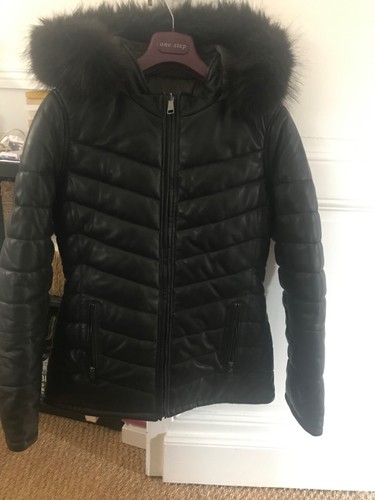Blouson doudoune cuir noir - , en