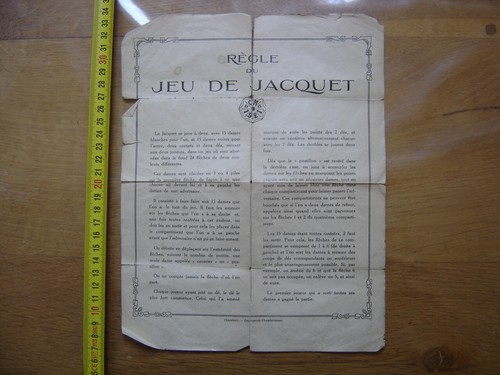 Ancienne notice regles - notice, jeu