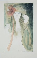 Bernard CHAROY : Portrait de Sophie au ruban - Lithographie originale signée