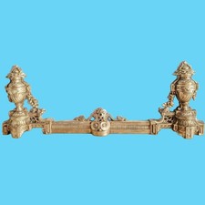 cheminée barre façade chenets foyer en bronze Napoléon III marquages antiquité