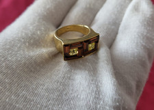 BAGUE PLAQUE OR & STRASS SIGNEE CAMILLE LUCIE - DIAMETRE 18 MM - BIJOUX BRACELET