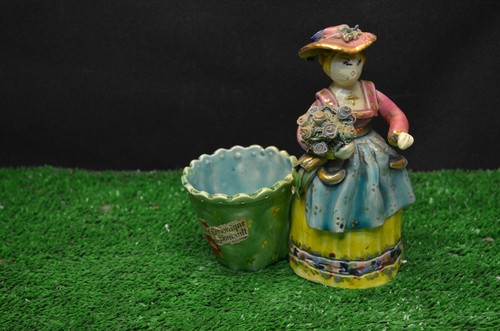 Ancien ceramique femme bouquet - ancien,