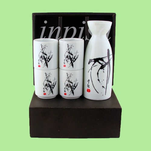 Sake set sumi ink ceramic - sumi,