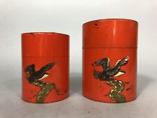 CHINE 2 belles BOÎTES À THÉ gigognes Vintage Tôle émaillée c1950 Décor mouettes?