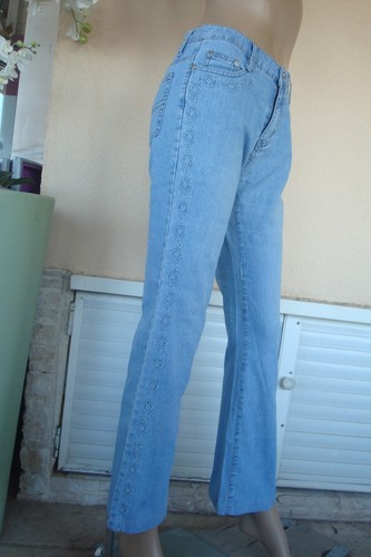 Jeans brode boocut bleu tres - boocut,