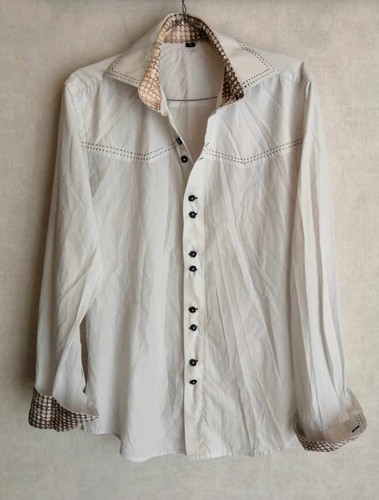 Chemise blanche col marron