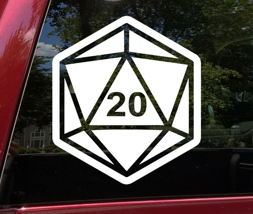 D20 roll dice vinyl sticker - vinyl,