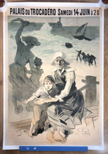 Affiche lithographique 1890 Jules Cheret Trocadéro Paris entoilée Charité Marins