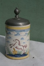 chope à bière ancienne en faience XIX ème allemande.