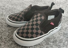 Vans off The Wall Asher Checker Black Grey Slip On Skate Shoes Toddler Size 5