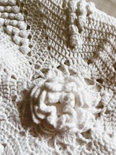 Nappe dessus table crochet coton blanc carré  85 cm fait main hand made plaid