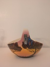 Vallauris coupe panier en faïence avec cigale en relief signé sicard