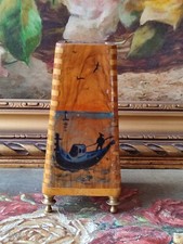 ANCIEN PETIT VASE BOIS PEINT VENISE GONDOLE E. AMOURDEDIEU LAYETIER DOUBLÉ ZING