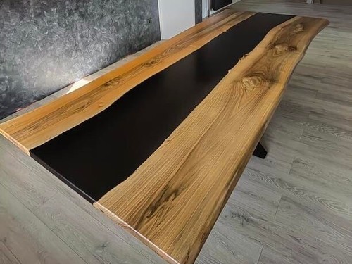 Table bois époxy noir - bois,