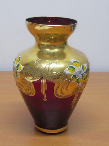 Ancien vase verre rouge et - verre,