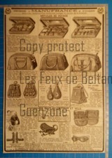 SACS CABAS VOYAGE SACOCHES SELLES VELO TROUSSE publicité 1950 advert