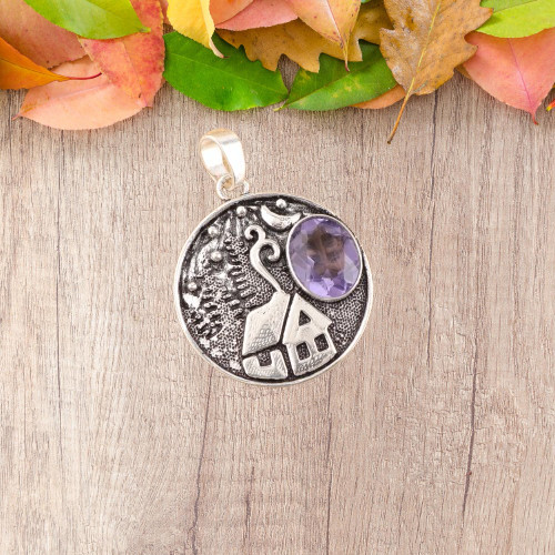 élégant pendentif argent - en,