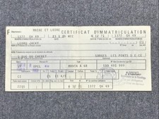 Carte grise ancienne, Opel