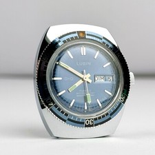 Montre De Plongée LUBIN NOS Diver Watch Bleu Swiss Suisse Day Date