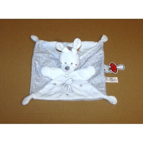 Doudou lapin blanc gris - lapin,