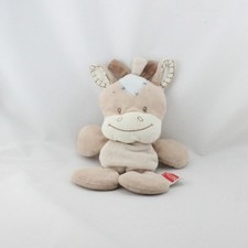Doudou poney cheval beige bleu
