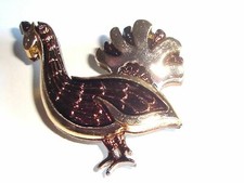 Broche COQ de la Basse Cour Marron Cuivré neuve