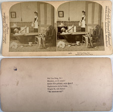 Homme dans un baignoire, Vintage albumen print, 1893, Stéréo Tirage vintage, lég