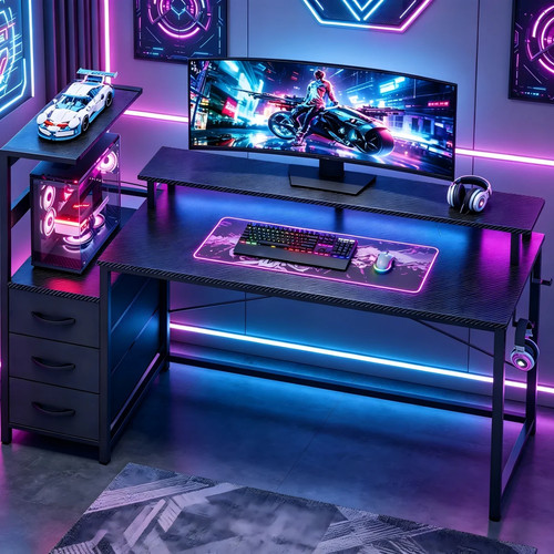 Bureau gaming avec étagère - bureau,